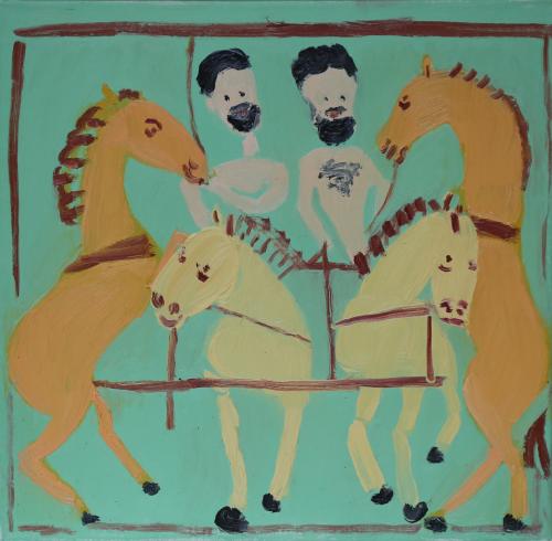 Calming the horses with a chariot., 2016